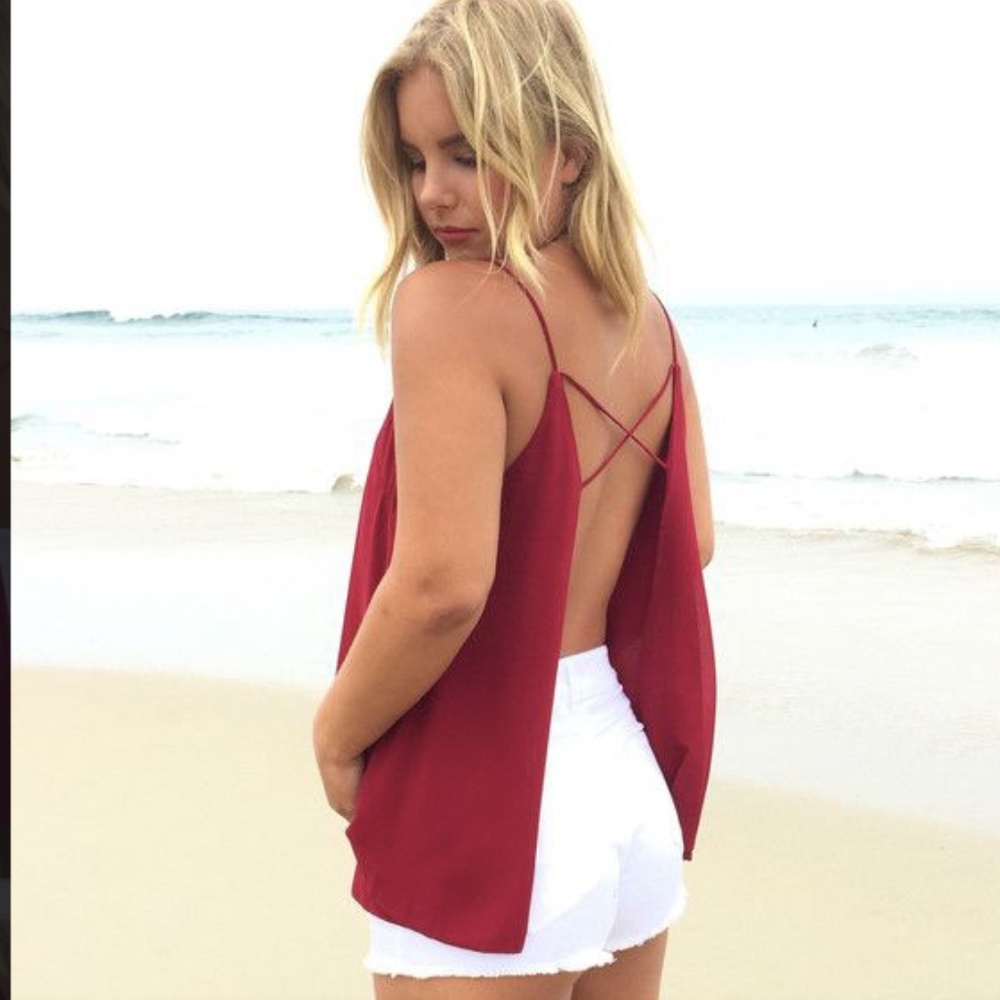 Dainty Hooligan Red Open-Back Strappy Tank Top
